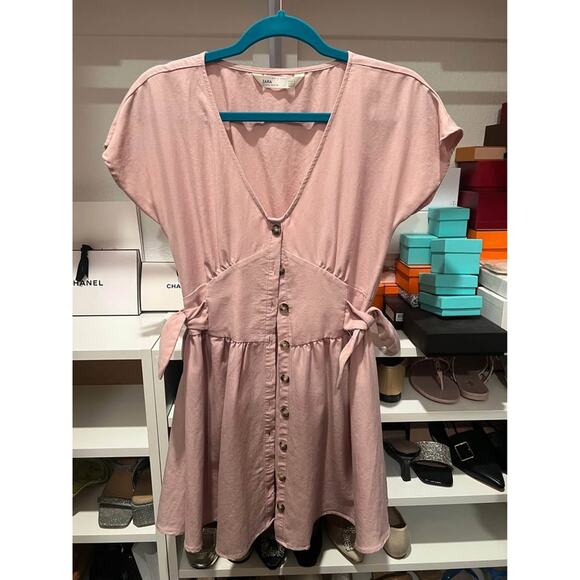 Zara pink Bow button dress small - Picture 1 of 3